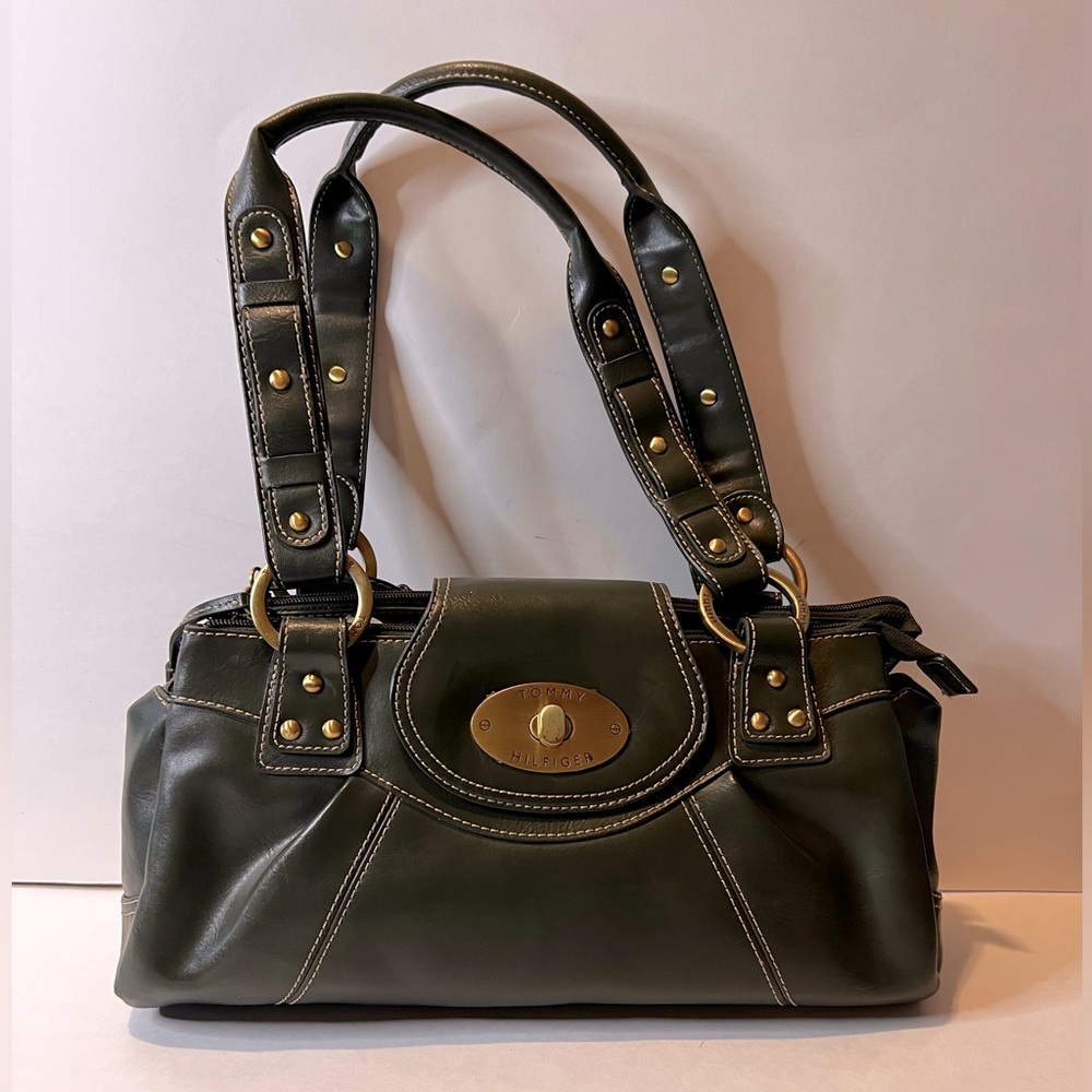 Tommy Hilfiger Vintage Y2K Dark Green Satchel Shoulder Bag
